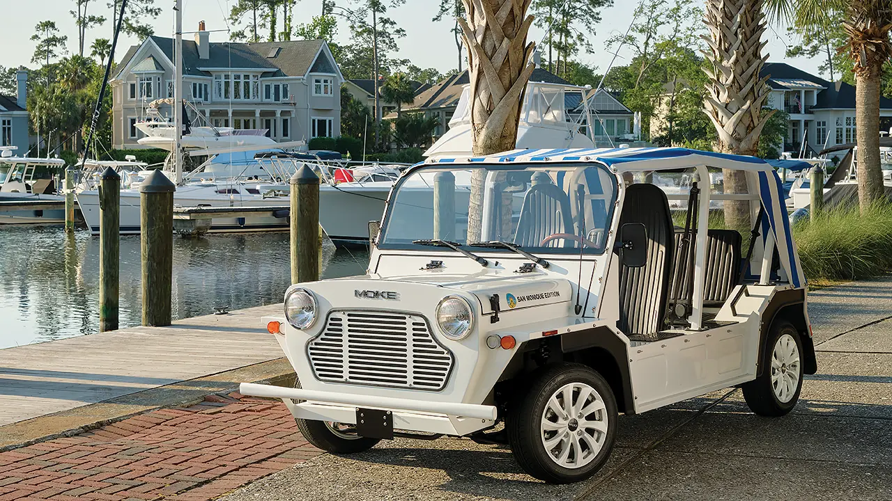 Moke electric vehicle at Wexford Harbor, WSC