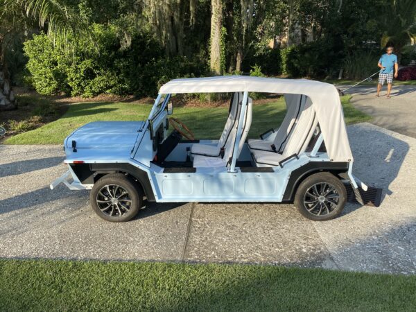 Blue Moke with Rear Buckets - 72V Lithium Battery - Image 5